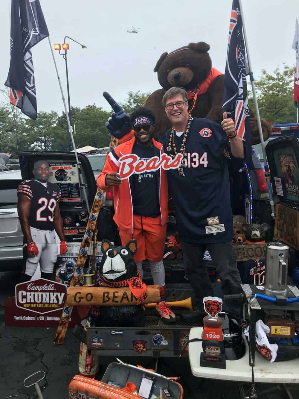 Diehard Chicago Bears fan shows off his tailgating prized